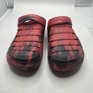 Shark Red Black Clog Sandals Men's 8 Slip On EVA Foam Beach Garden Shoes